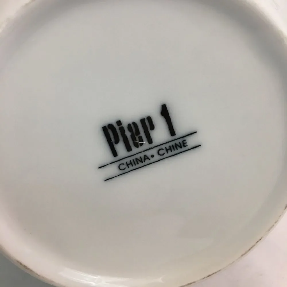 Pier 1 Sakai Bamboo Handle White Porcelain Teapot